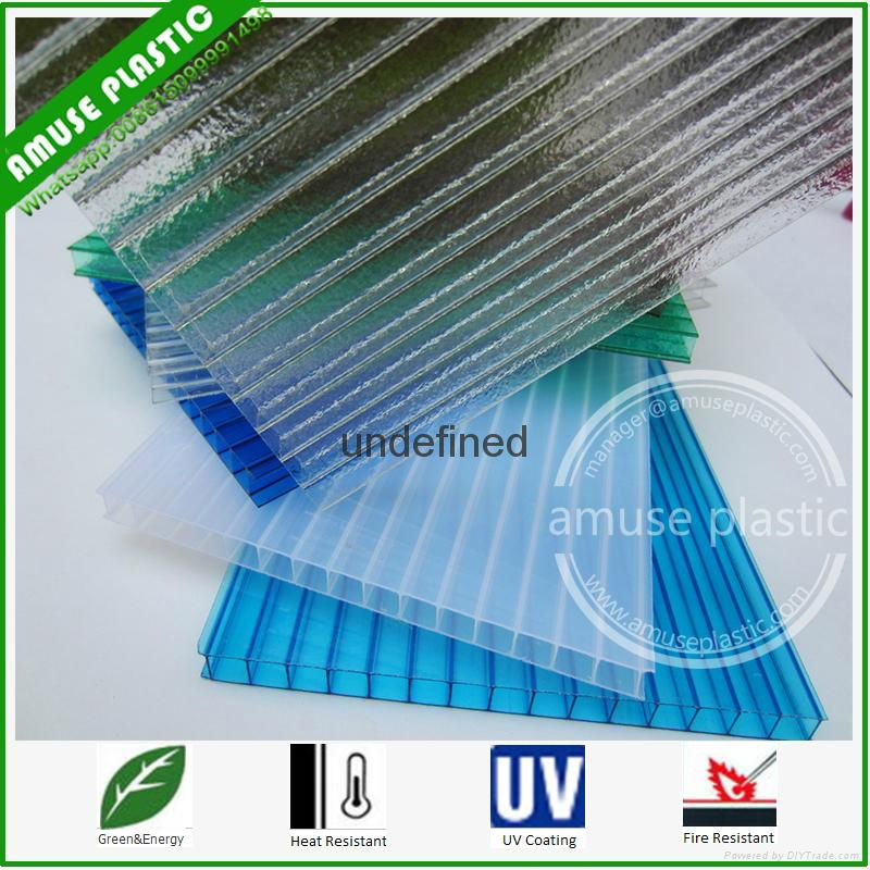 100% Virgin Crystal PC Two-layers Sheet Frosted Polycarbonate Hollow Sheet 5