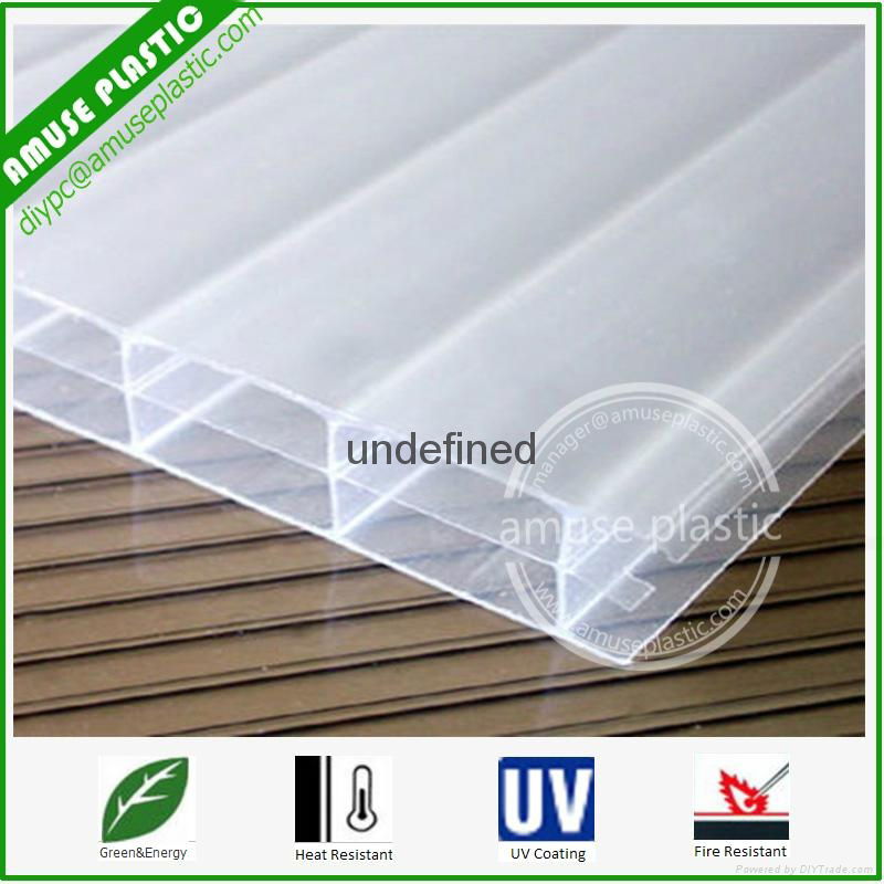 Hot Sell UV-Protection Bayer Triple-Wall PC Hollow Layers Compact Sheet 2