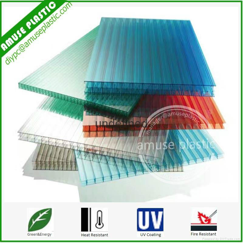 Hot Sell UV-Protection Bayer Triple-Wall PC Hollow Layers Compact Sheet 3
