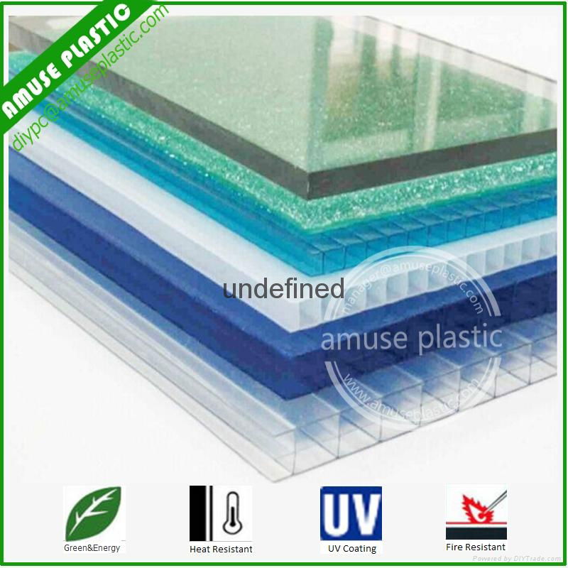 Hot Sell UV-Protection Bayer Triple-Wall PC Hollow Layers Compact Sheet 4