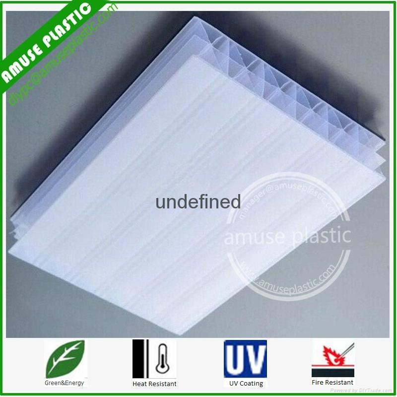 Hot Sell UV-Protection Bayer Triple-Wall PC Hollow Layers Compact Sheet 5