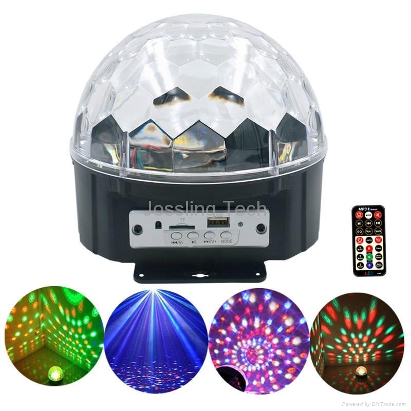 Sound activated auto rotating 9 color led ball light with MP3 and Bluetooth