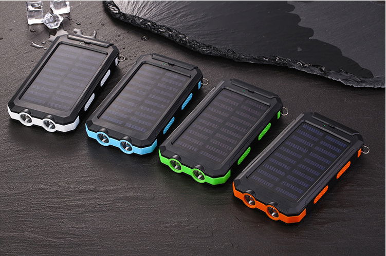 Double usb output water proof solar power bank 10000mAh with compass function  5