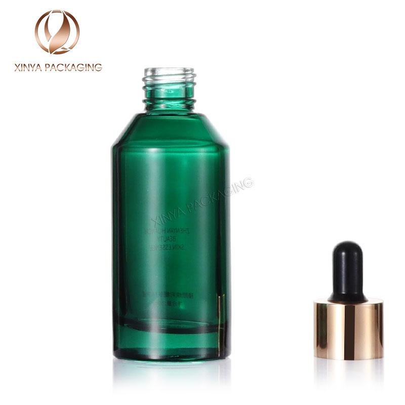 30-50-100ml green clear dropper bottle glass serum essense skincare packaging 2