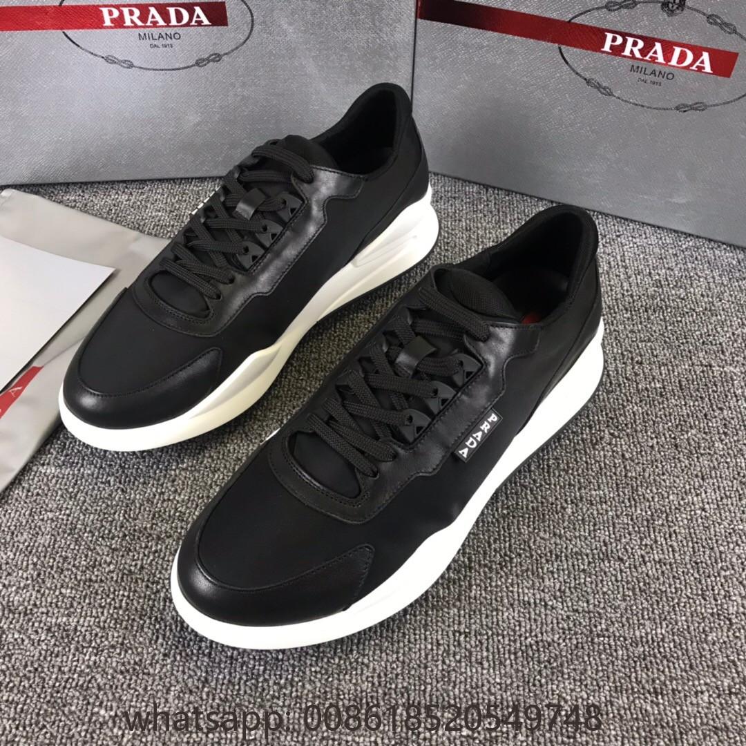 prada leather and technical fabric sneakers