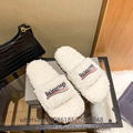 Balenciaga Women's Furry Slides Balenciaga Furry Faux Fur Shearling Sandals Mule