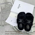 Cheap Celine Furry Slides Sandals Celine fur Slides Celine Wool Slippers Price