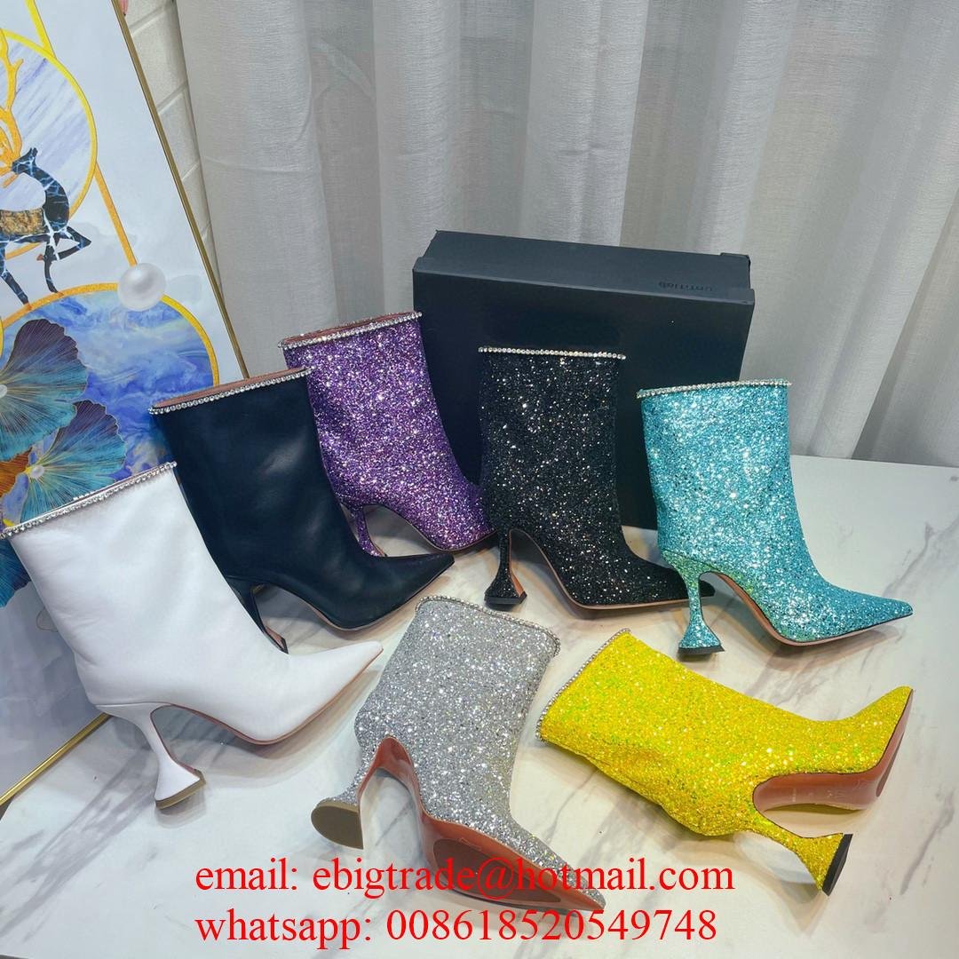 Cheap Amina Muaddi Leather Ankle Boots Amina Muaddi Giorgia Glitte heel boots