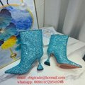 Cheap Amina Muaddi Leather Ankle Boots Amina Muaddi Giorgia Glitte heel boots 4
