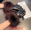 Wholesaler Co Co Black leather Gloves CC Brand Fur leather Gloves