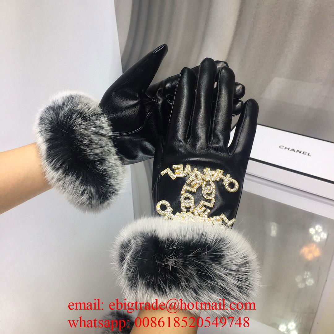 Wholesaler Co Co Black leather Gloves CC Brand Fur leather Gloves 4