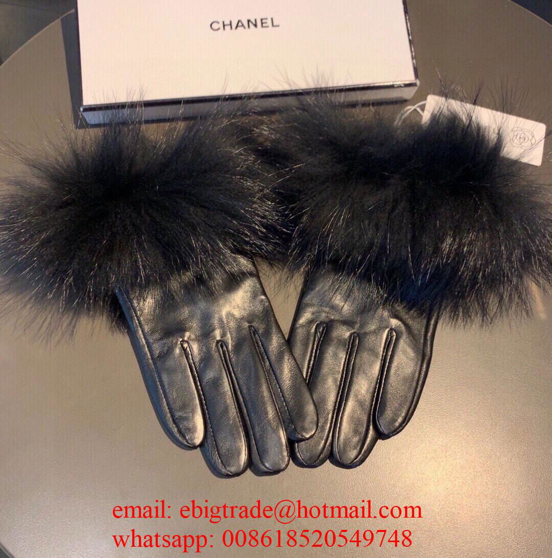 Wholesaler Co Co Black leather Gloves CC Brand Fur leather Gloves 3