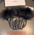 Wholesaler Co Co Black leather Gloves CC Brand Fur leather Gloves