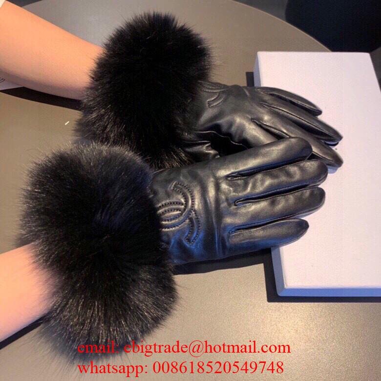 Wholesaler Co Co Black leather Gloves CC Brand Fur leather Gloves 2