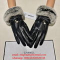 Wholesaler Co Co Black leather Gloves CC Brand Fur leather Gloves