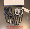 Wholesaler Co Co Black leather Gloves CC Brand Fur leather Gloves