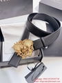 Versace Medusa Gold Buckle Black Leather Belt