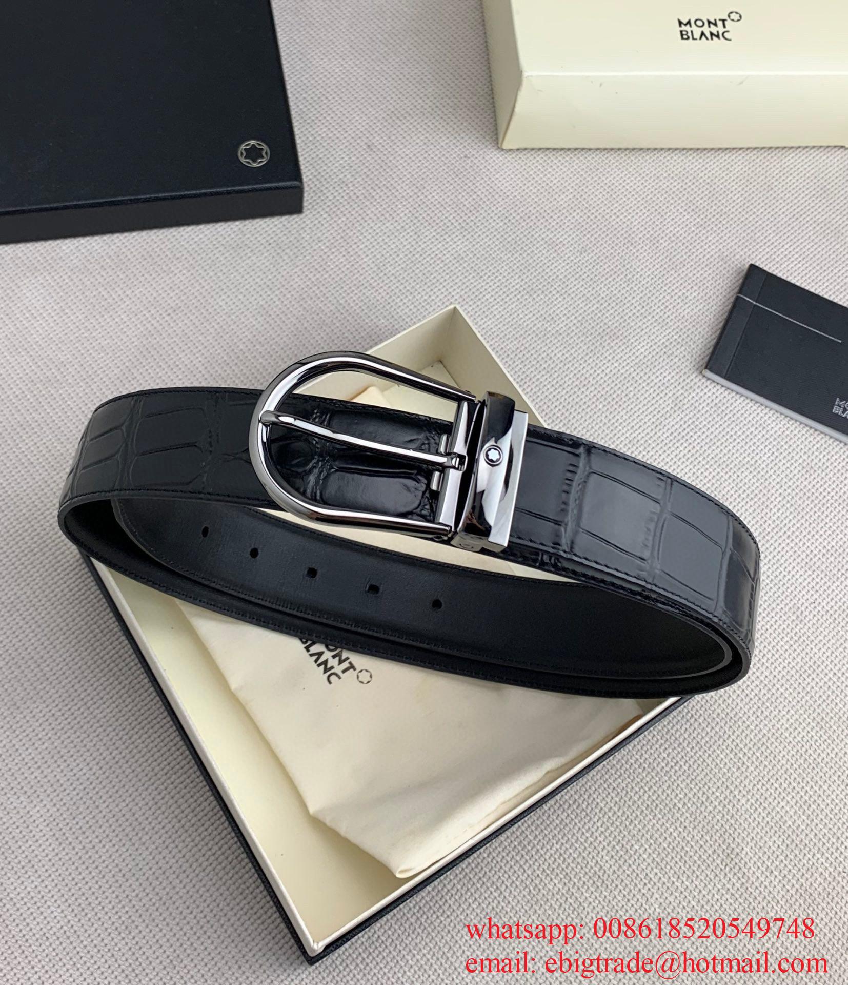 MONTBLANC Horseshoe Pin Buckle Classic Leather Reversible Belt