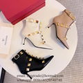 Wholesale Valentino Garavani Rockstud Leather Boots Valentino High heel Boots 