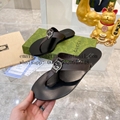 Wholesaler Gucci Womens Sandals Gucci GG Marmont Leather Flip Flop Thong Sandals