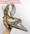 Cheap Amina Muaddi Pumps Amina Muaddi Romy Wavy Crystal Detail Satin Pumps 4