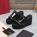 Wholesaler Valentino Sandals Valentino Garavani Leather Espadrille Wedge Sandals