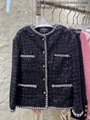 Chan-el Tweed Boucle Blazer Jacket Cha-nel tweed fluffy jacket coat