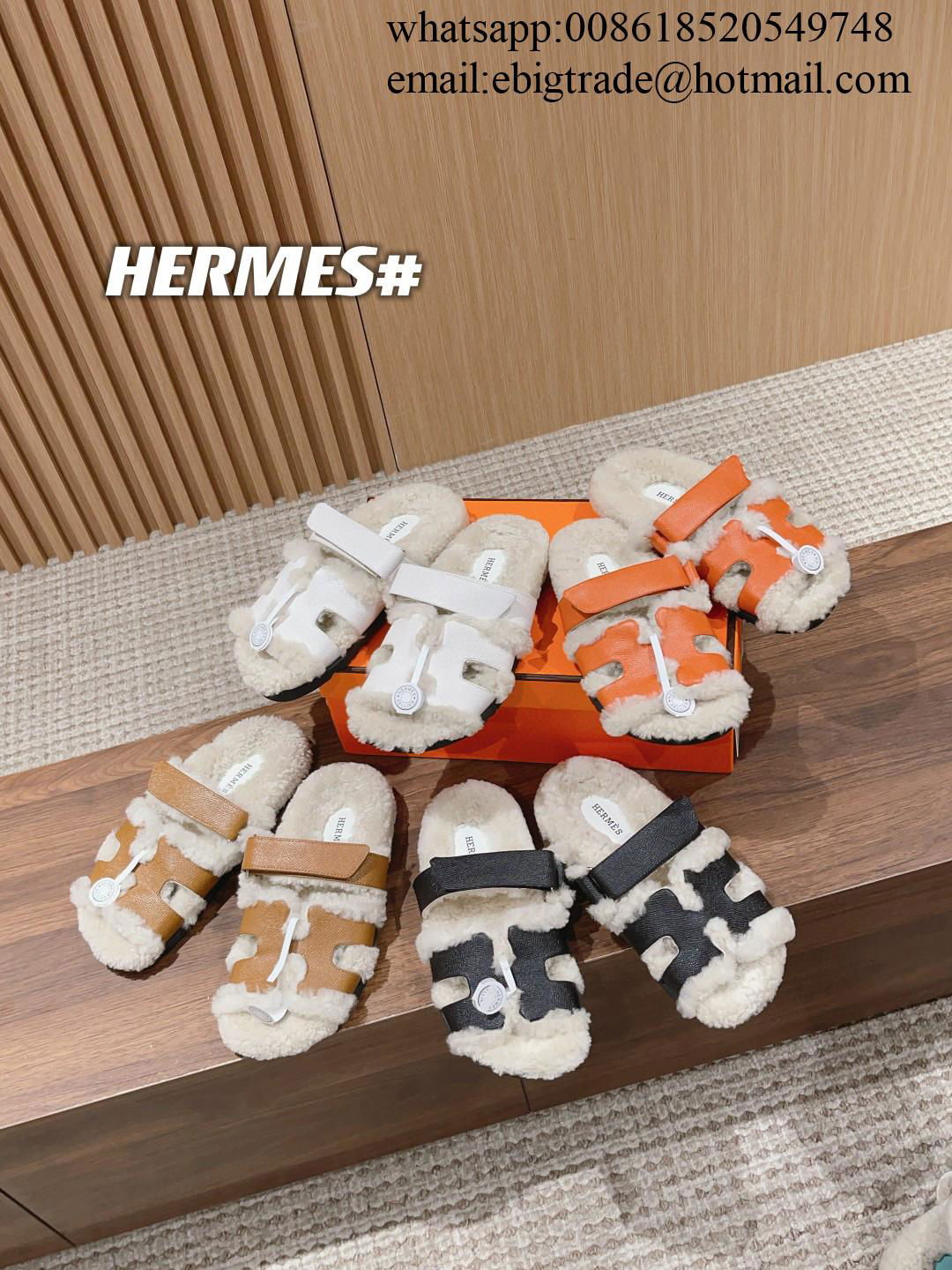 Hermes Chypre sandals sheepskin Wool Shearling