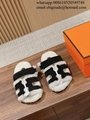 Wholesaler Hermes Chypre Sandals Women Suede with Shearling Hermes Chypre Slides