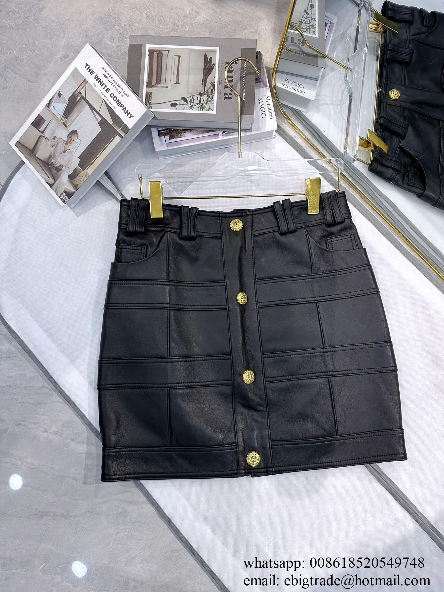 Balmain leather skirt