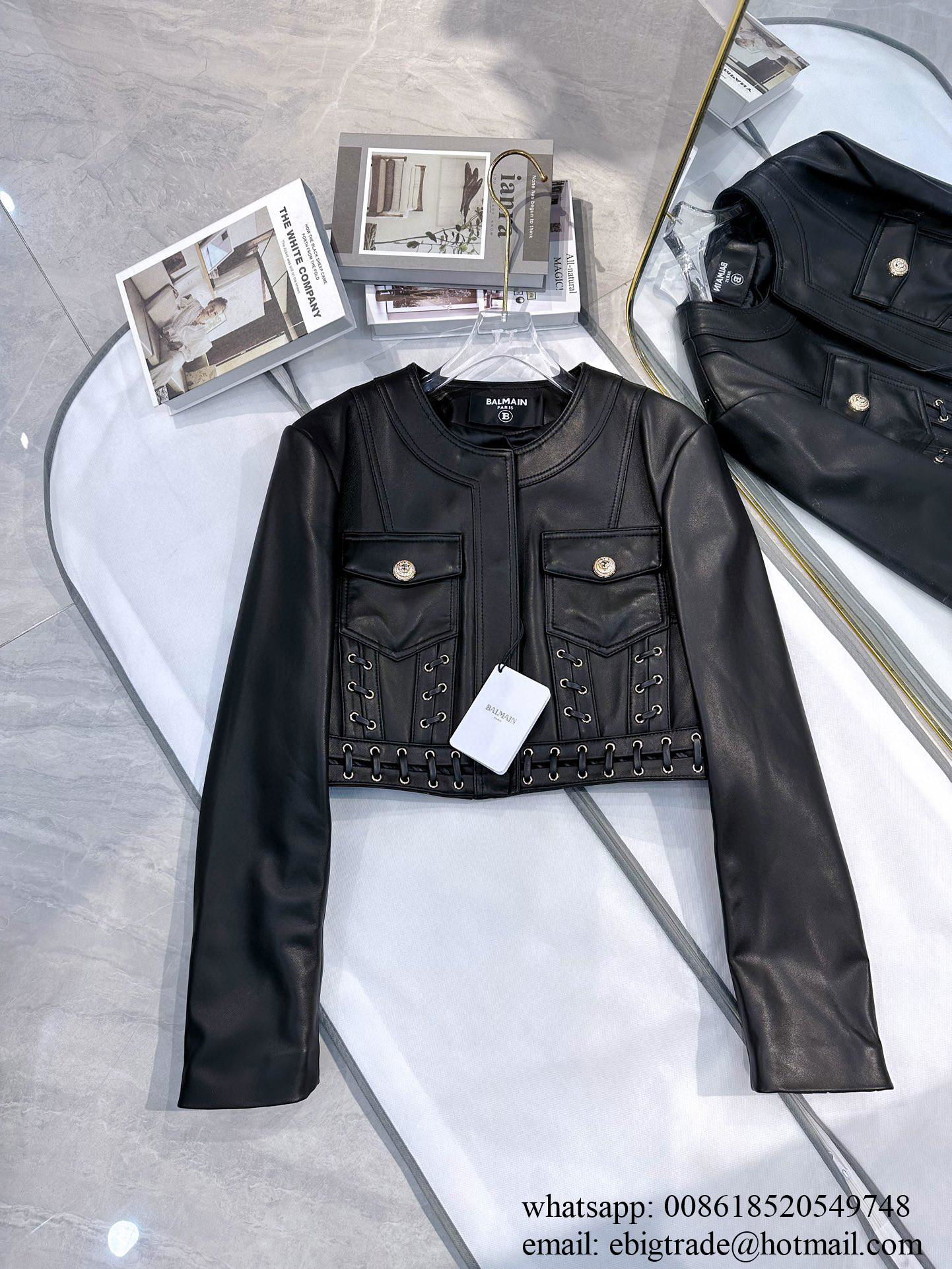 Balmain black leather jacket 