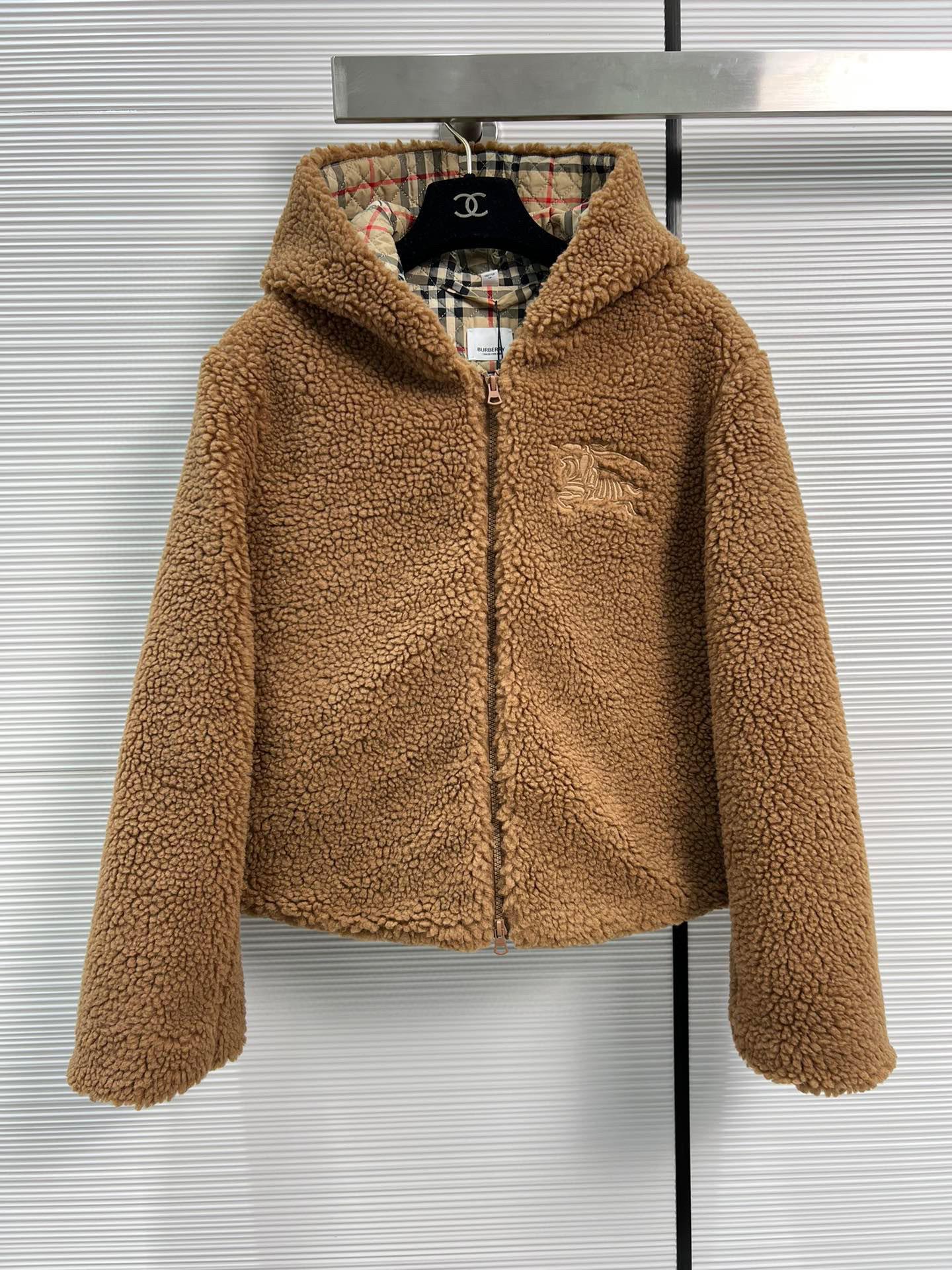 Cheap          women Jacket          Wool Hooded Coat with Classic Checkered  10