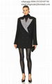 Sanit lauren     Double Breasted Wool Jacket     Suit Collar Diamond Jacket