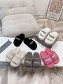 Balenciaga Furry Faux Shearling Slide Sandals