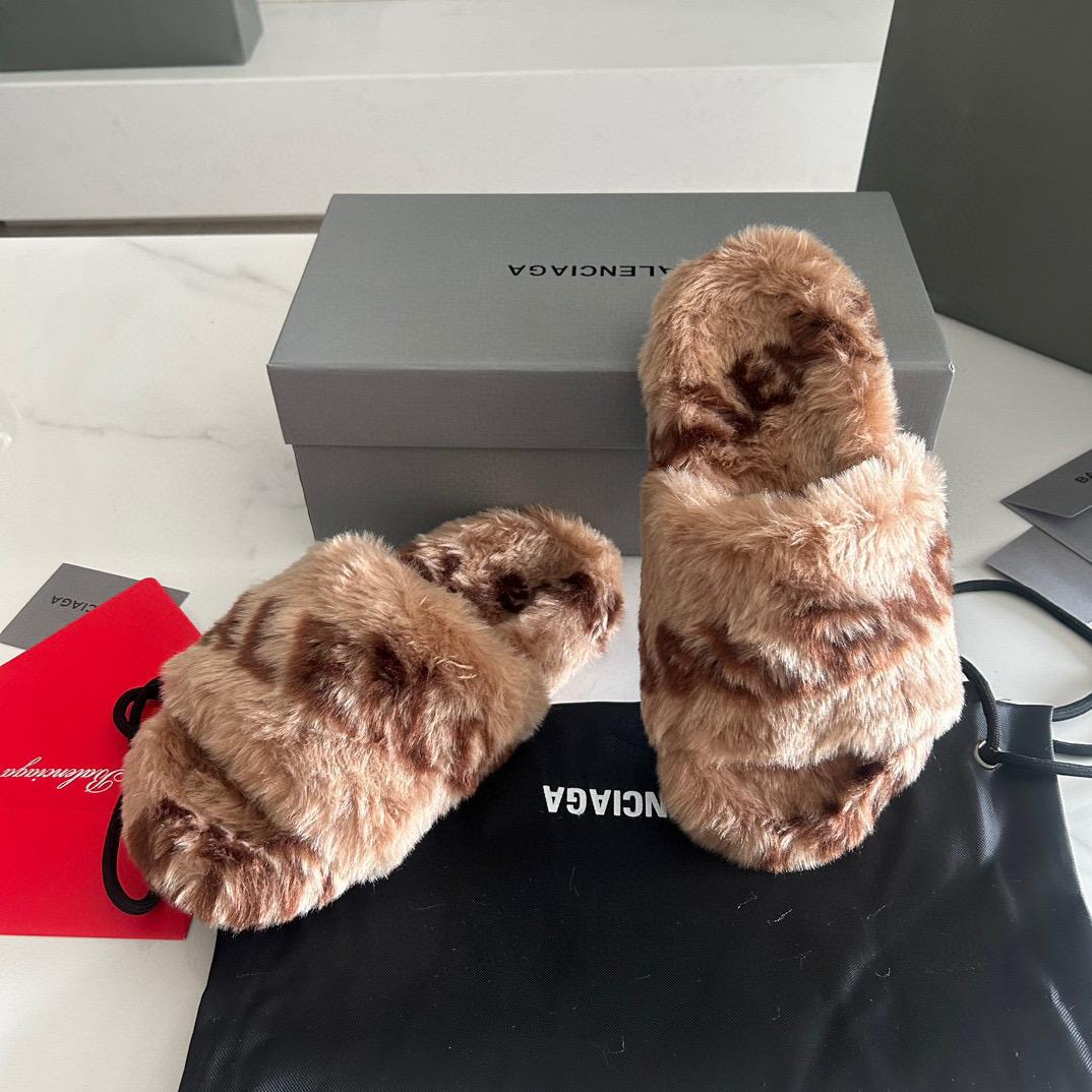 Balenciaga Furry Slide Sandals