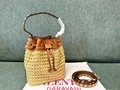 Valentino Garavani Rockstud Raffia Bucket Bag