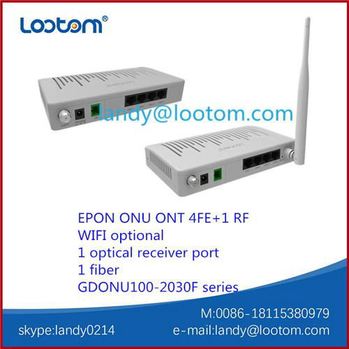 FTTH EPON ONU ONT 4FE 1RF WIFI CATV Single Fiber