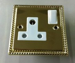 Single 15A Brass Stainless Steel Swiched Socket