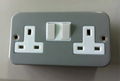 Metal clad 2x13A socket high quality