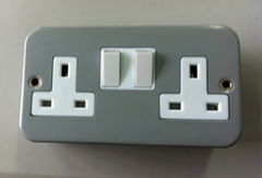 Metal clad 2x13A socket high quality with competitive price