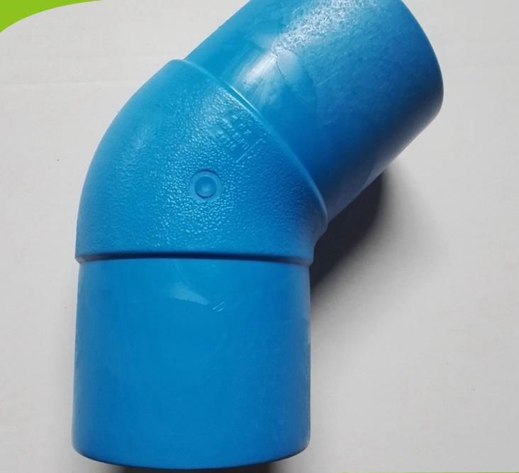 Blue PE100 HDPE  fitting  butt fusion  HDPE ELBOW 45 for water supply
