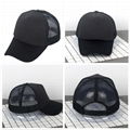 Black Trucker Mesh Hats Polyester Plain Baseball Cap Adjustable 1