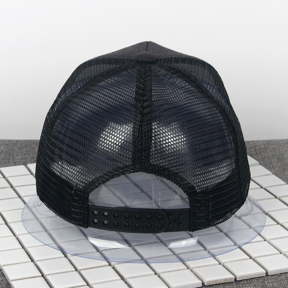 Black Trucker Mesh Hats Polyester Plain Baseball Cap Adjustable 3