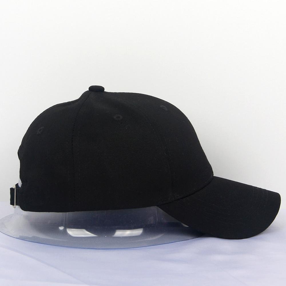 100% Cotton Baseball Cap Black Strapback Hats 3