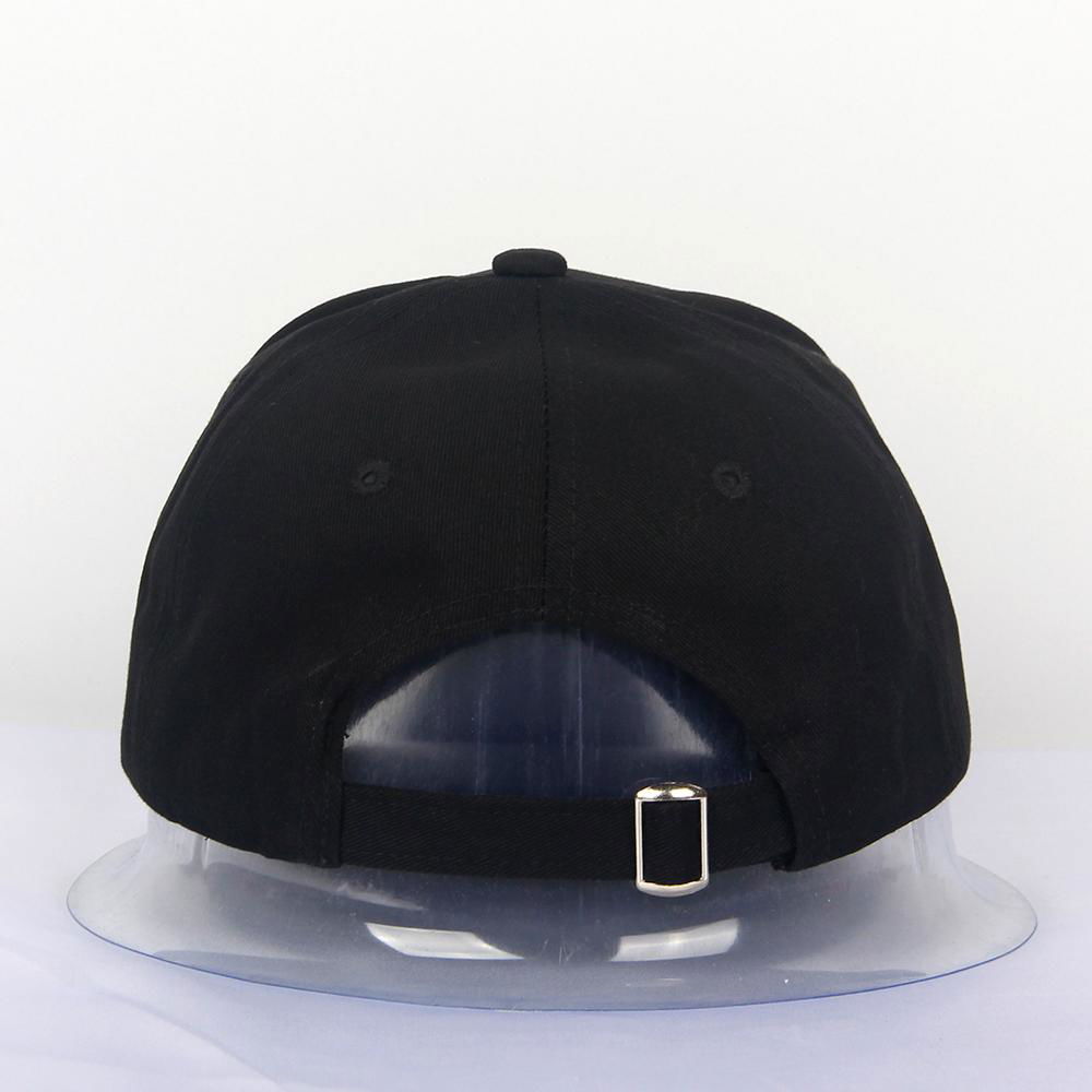 100% Cotton Baseball Cap Black Strapback Hats 4