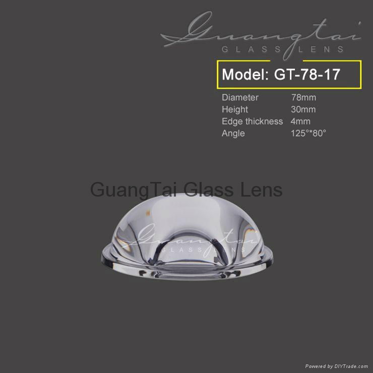 125*80 degree 95% transmittance led glass lens(GT-78-17)