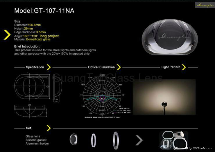 160*120 degree wide angle lens for street led light(GT-107-11) 3