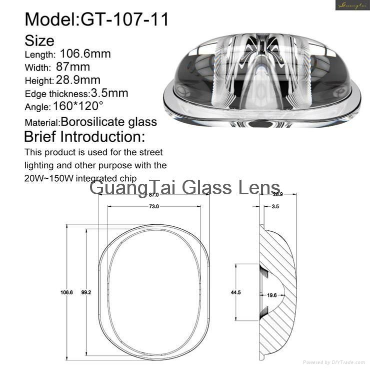 160*120 degree wide angle lens for street led light(GT-107-11) 5