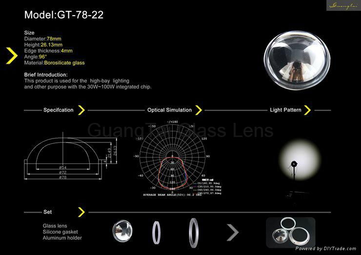 78mm直徑96度工礦燈透鏡（GT-78-22） 3