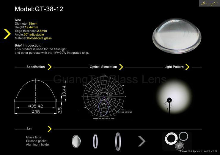 plano-convex  small size flash light lens (GT-38-2) 2